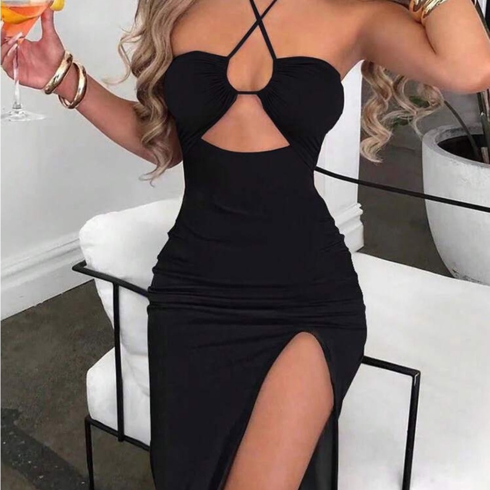 Sexy Sleeveless Bodycon Backless Maxi Dress Black